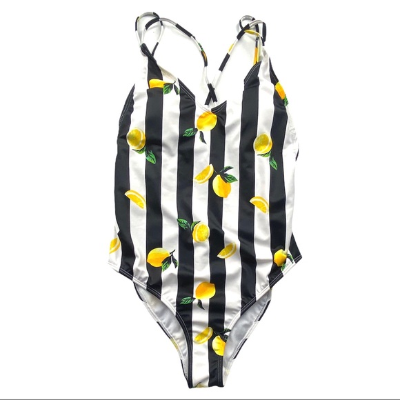 No Boundaries Fruity Stripe One Piece Swimsuit M - Picture 3 of 10